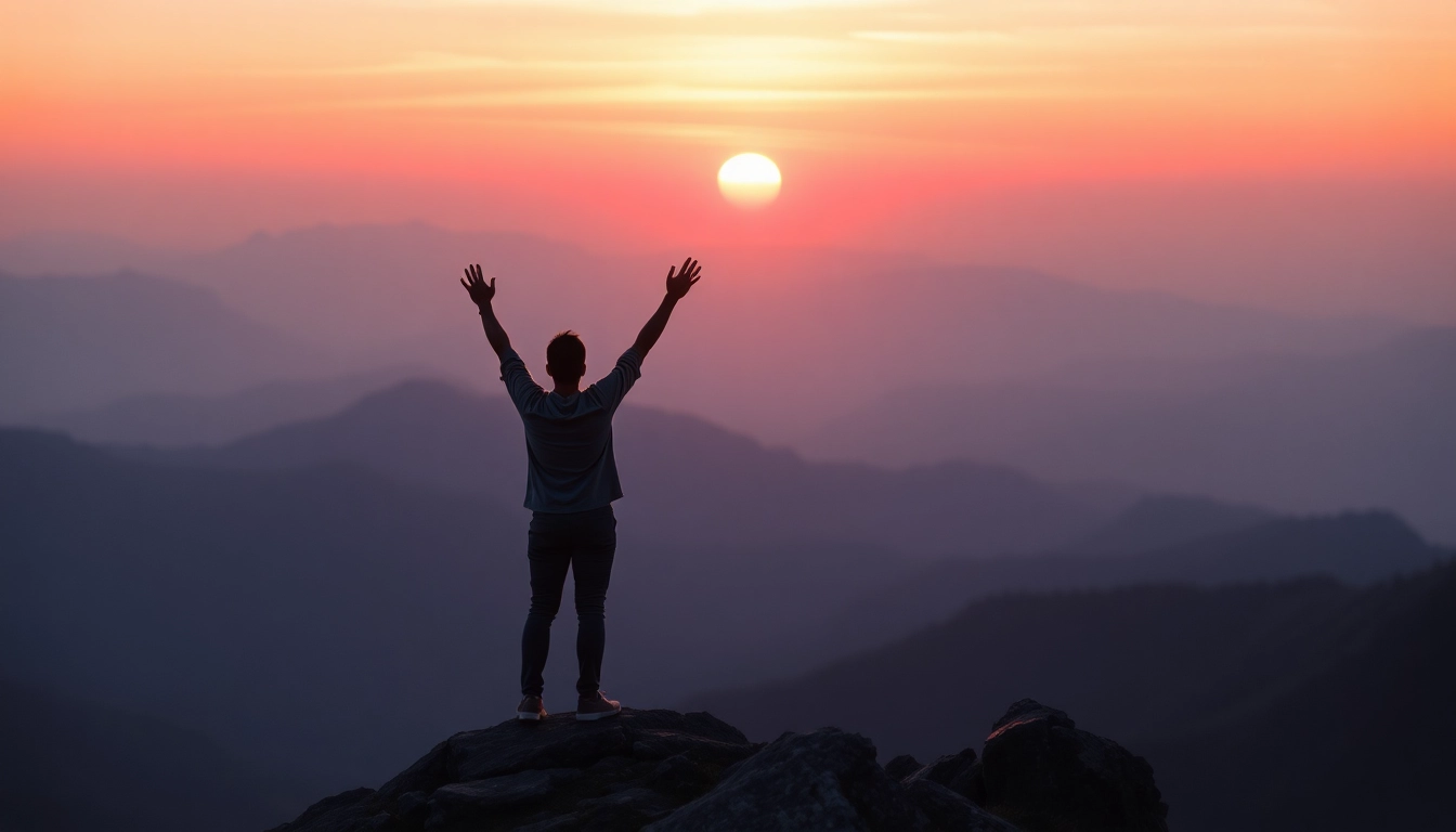 Empower yourself and explore your innate potential at a mountain peak during a vibrant sunrise.