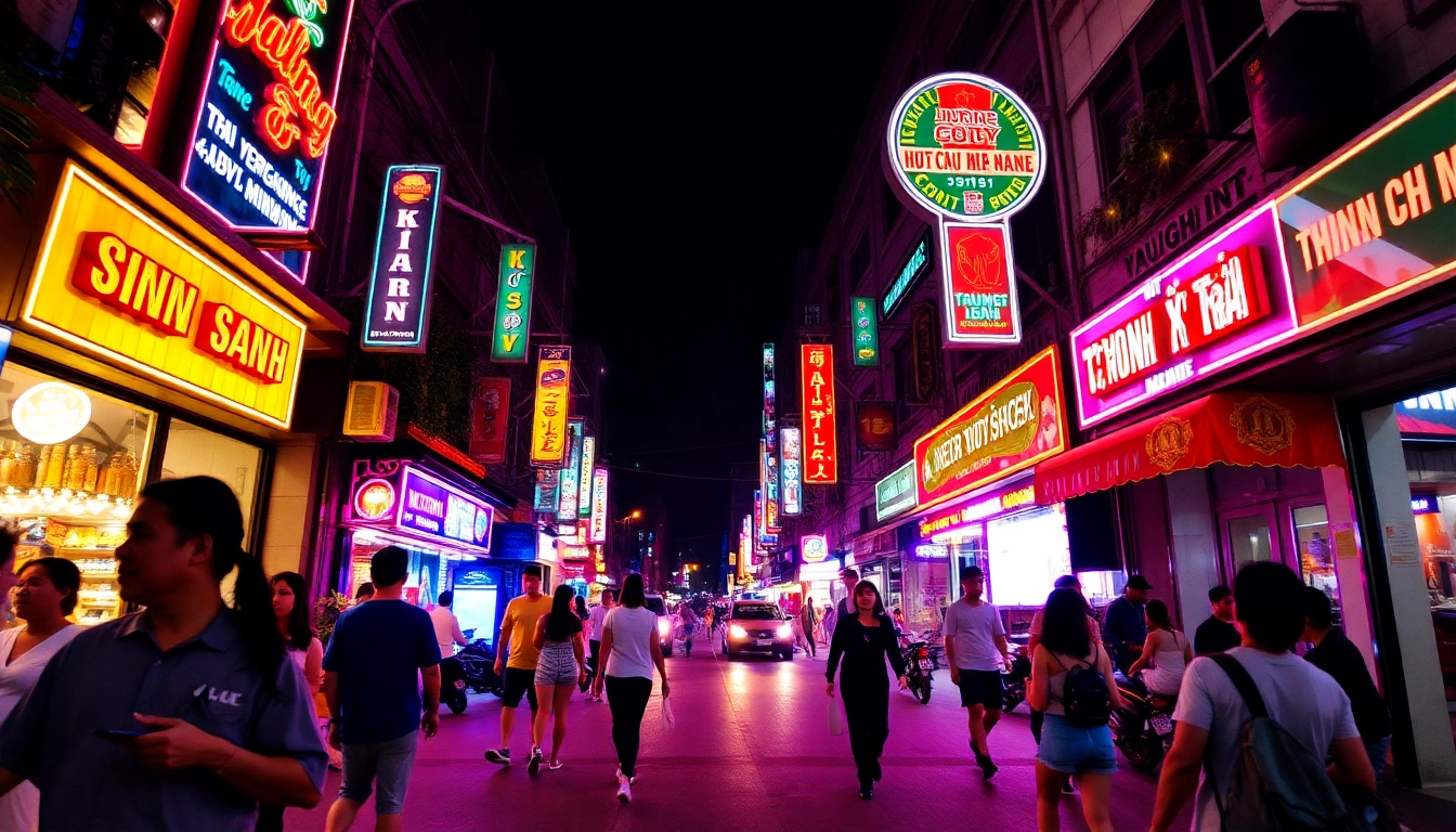 Experience the vibrant nightlife in Ho Chi Minh with 호치민 황제투어 실제후기 showcasing colorful street scenes.