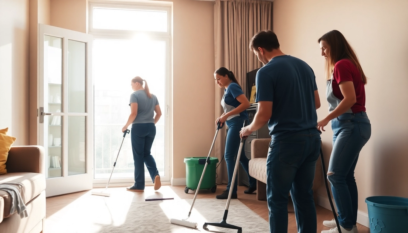 Bond cleaning Logan in action with a team ensuring a spotless apartment ready for inspection.