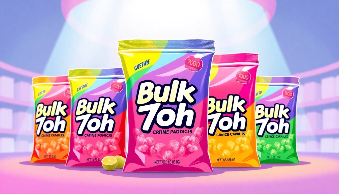 Showcasing Bulk 7oh product packaging, highlighting vibrant colors and modern design.